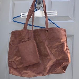 Pink travel tote with wallet